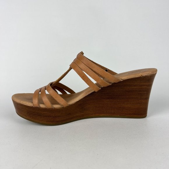 UGG Mattie Womens Platform Wedge Strappy Sandals Tan Brown Leather size 10 - Picture 6 of 16